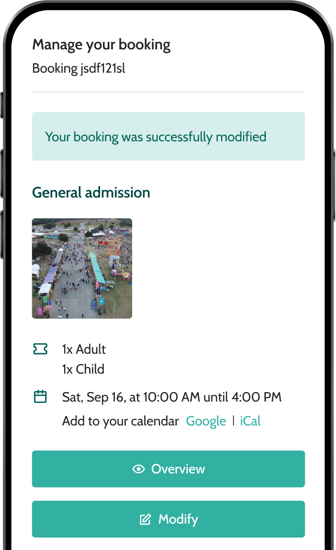 Mobile view of Beyonk's online booking system